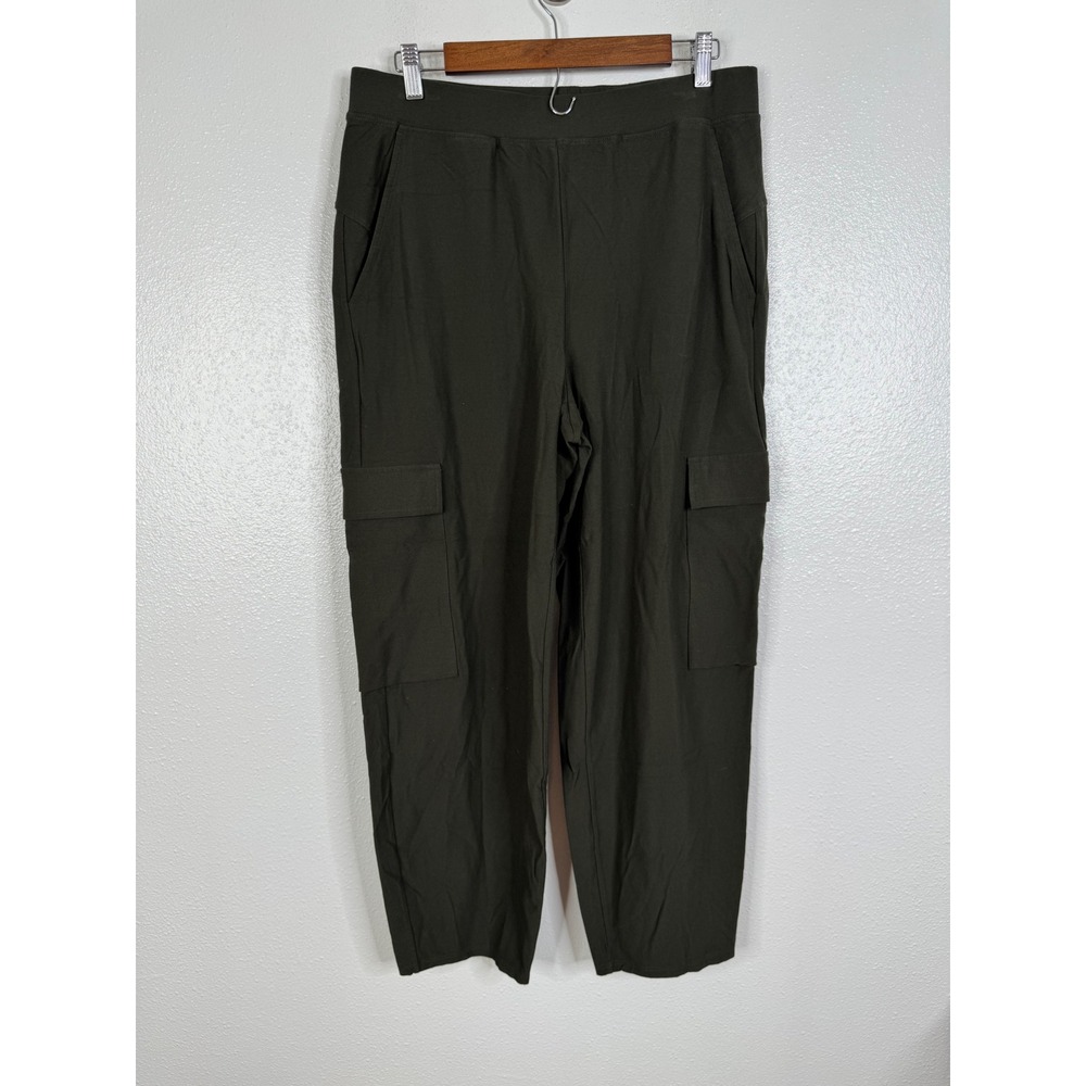 Eileen Fisher Women Medium Olive Green Stretch Viscose Cargo Pants Pull On